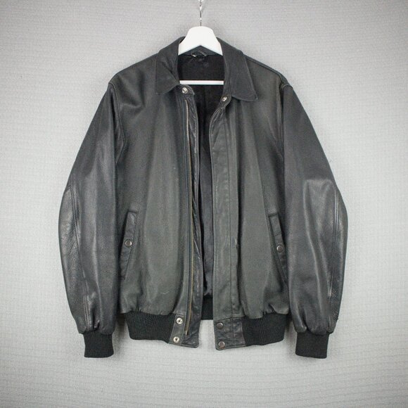 Roots Black Leather Jacket - Picture 1 of 8